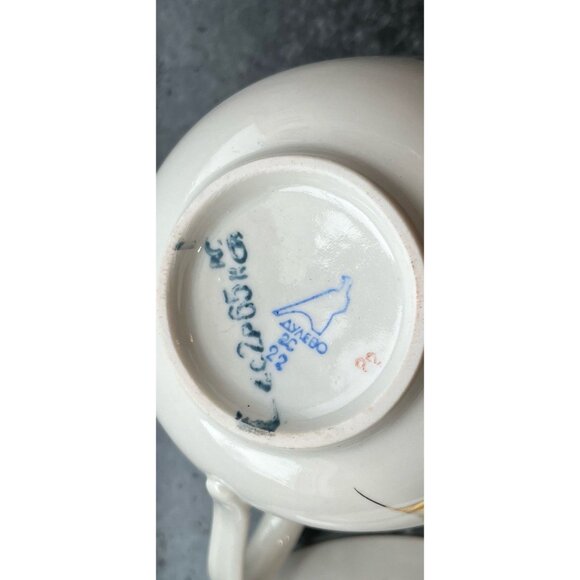 Dulevo Russian Porcelain Tea Cup & Saucer Blue Gold White Flowers Handmade - Picture 7 of 7